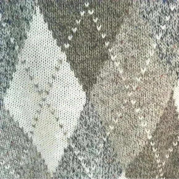 SEARS Vintage 1980's Argyle Cream Beige Tweed Knit Sweater Women's Size Medium - Picture 5 of 6